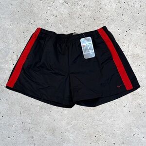 Nike Dri-Fit Women's Running Shorts Size L (12-14) Black\Red Adjustable Ties.